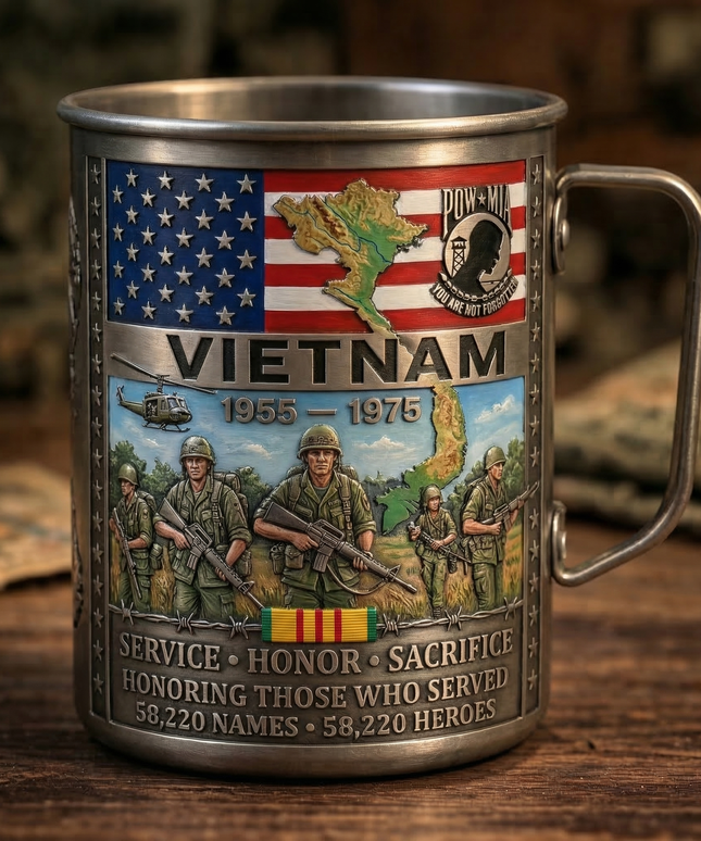 🎖️- Vietnam Veteran Honor Coffee Mug – 1955-1975 Service Tribute