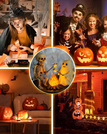 🎃Skeleton & Ghost Bonfire Night Lamp – Spooky Vibes for Your Halloween Décor!👻 - Libiyi