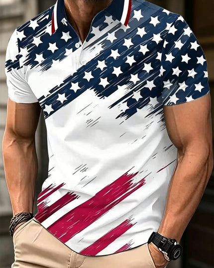 Men's American 250th Anniversary Print Casual Polo Shirt