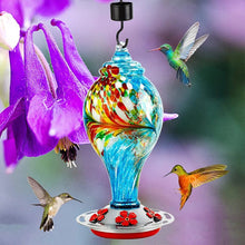 Laden Sie das Bild in den Galerie-Viewer, Hand Blown Glass Hummingbird Feeder - 25 Ounces - Libiyi