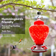 Laden Sie das Bild in den Galerie-Viewer, Hand Blown Glass Hummingbird Feeder  - 38 Ounces - Libiyi