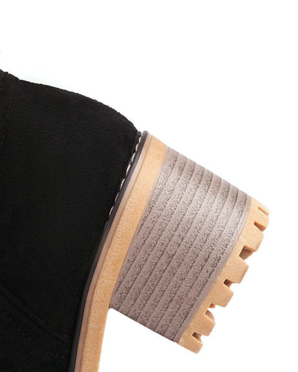 Women's warm thick sole high heel snow boots - Libiyi