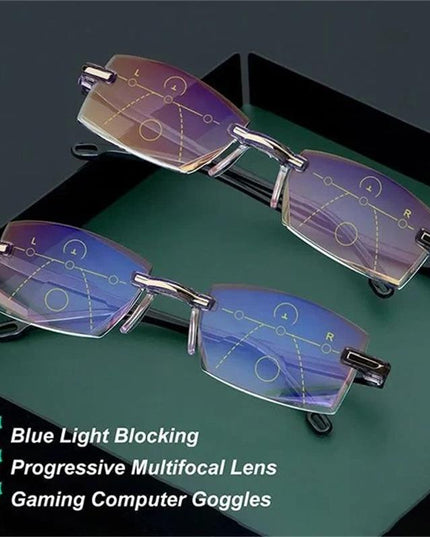 Sapphire High Hardness Anti Blue Light Intelligent Dual Focus Reading Glasses - Libiyi