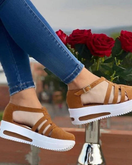 Women Sandals Casual Thick Bottom Comfortable Mid Heels Sandals - Libiyi