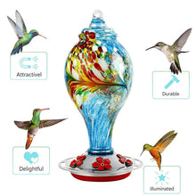 Carregar imagem no visualizador da galeria, Hand Blown Glass Hummingbird Feeder - 25 Ounces - Libiyi