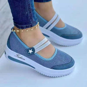 Libiyi Ladies Fly Knit Low Top Mesh Wedge Round Toe Shoes - Libiyi
