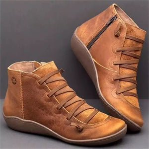 Libiyi Vintage Strappy Ankle Boots For Women, Libiyi