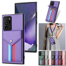 Load image into Gallery viewer, Lanyard Leather Wallet Card Holder Stand Phone Case For Samsung Galaxy - Libiyi