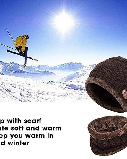 Warm Beanie Cap With Scarf - Libiyi