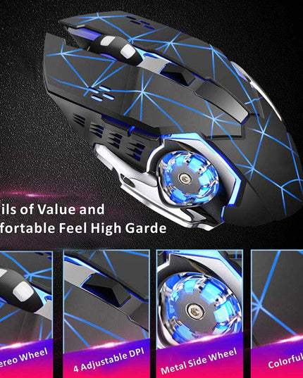 Rechargeable Wireless Mouse-Starry Black - Libiyi