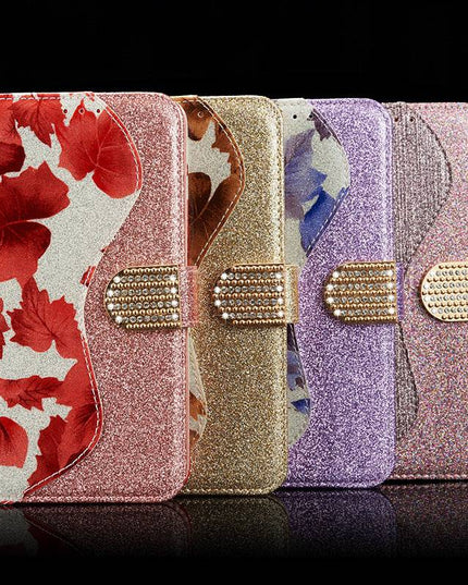 Leather Glitter Rhinestone Flip Case For Samsung - Libiyi