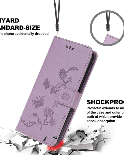Imprint Butterfly Flower Leather Mobile Phone Case for iPhone 12Mini - Libiyi