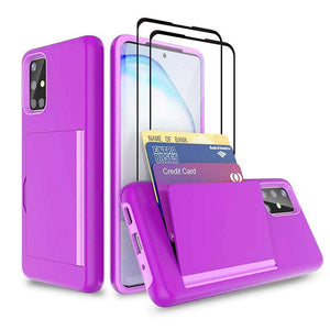 Armor Protective Card Holder Case for Samsung A Series With 2-Pack Screen Protectors - Libiyi