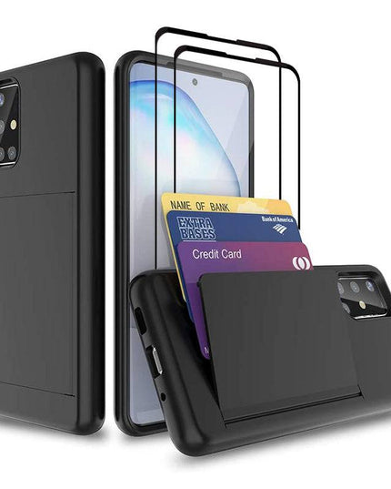 Armor Protective Card Holder Case for Samsung A Series With 2-Pack Screen Protectors - Libiyi