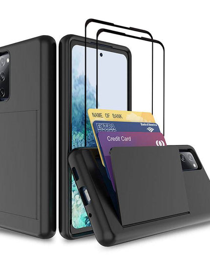 Armor Protective Card Holder Case for Samsung S20 FE With 2-Pack Screen Protectors - Libiyi