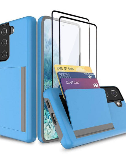 Armor Protective Card Holder Case for Samsung S21(5G) With 2-Pack Screen Protectors - Libiyi