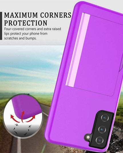 Armor Protective Card Holder Case for Samsung S21 FE(5G) With 2-Pack Screen Protectors - Libiyi