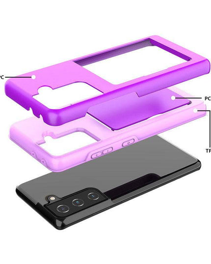 Armor Protective Card Holder Case for Samsung S21 Plus(5G) With 2-Pack Screen Protectors - Libiyi