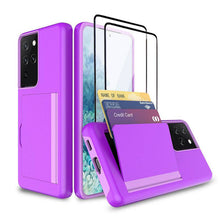 Load image into Gallery viewer, Armor Protective Card Holder Case for Samsung S Series With 2-Pack Screen Protectors - Libiyi