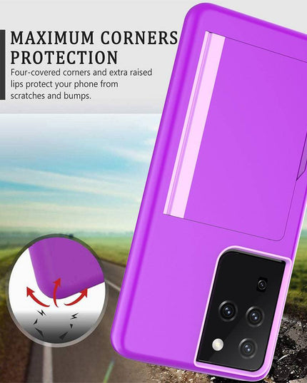 Armor Protective Card Holder Case for Samsung S21 Ultra(5G) With 2-Pack Screen Protectors - Libiyi