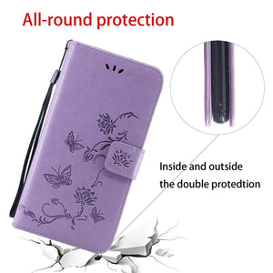 Imprint Butterfly Flower Leather Mobile Phone Case for Samsung - Libiyi