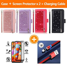 Load image into Gallery viewer, Bling Wallet Case with Wrist Strap for Samsung A12 - Libiyi