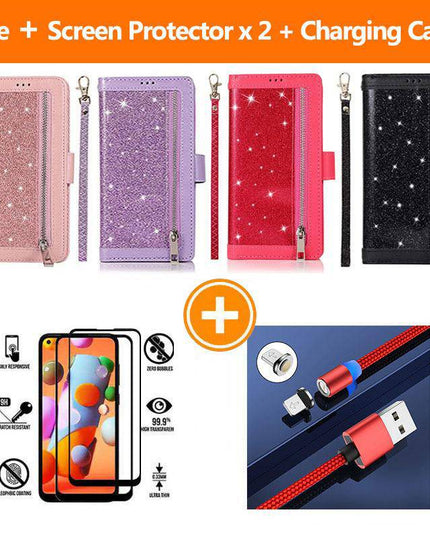 Bling Wallet Case with Wrist Strap for Samsung A42(5G) - Libiyi