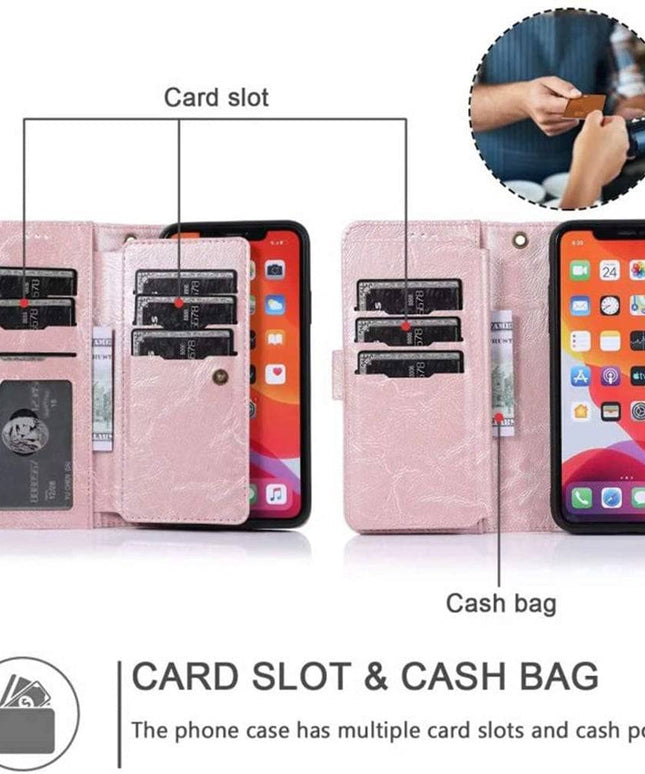 Detachable Flip Folio Zipper Purse Phone Case for iPhone 11 Series - Libiyi