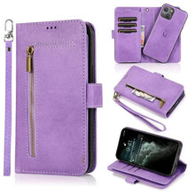 Load image into Gallery viewer, Detachable Flip Folio Zipper Purse Phone Case for iPhone 12 Series - Libiyi
