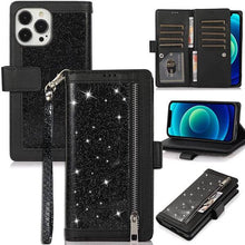 Load image into Gallery viewer, Bling Wallet Case with Wrist Strap for iPhone 13 Series - Libiyi
