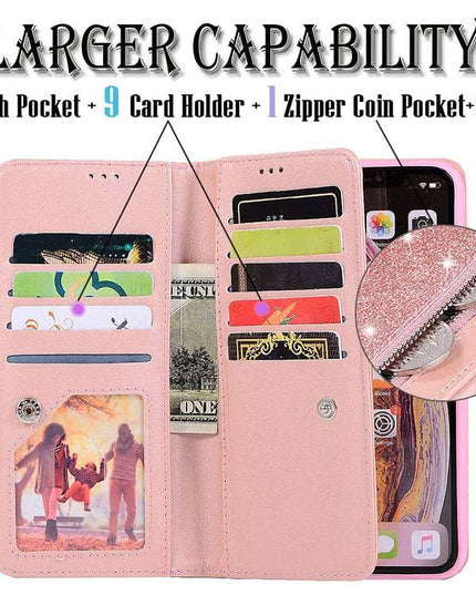 Bling Wallet Case with Wrist Strap for iPhone XR - Libiyi