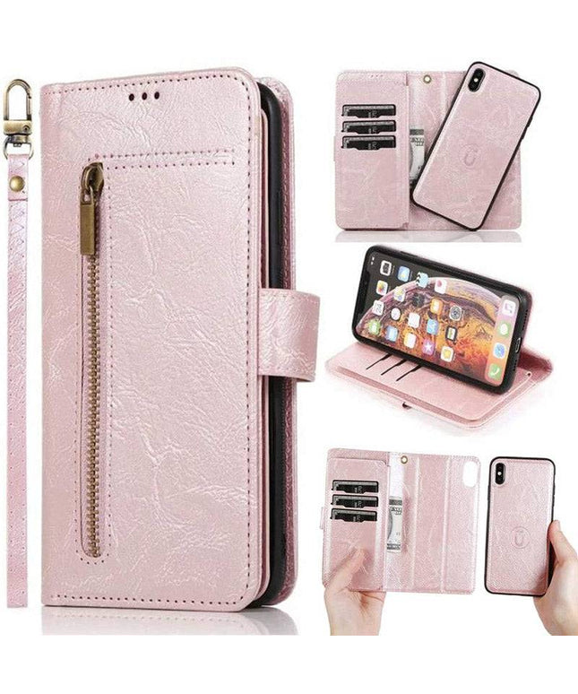 Detachable Flip Folio Zipper Purse Phone Case for iPhone Xs Max - Libiyi
