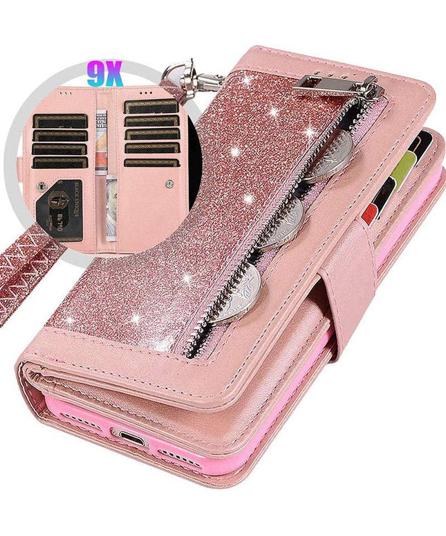 Bling Wallet Case with Wrist Strap for Samsung Note 20 Series - Libiyi