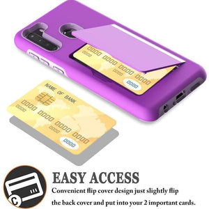 Armor Protective Card Holder Case for Samsung A21(US) With 1 PACK Screen Protector - Libiyi