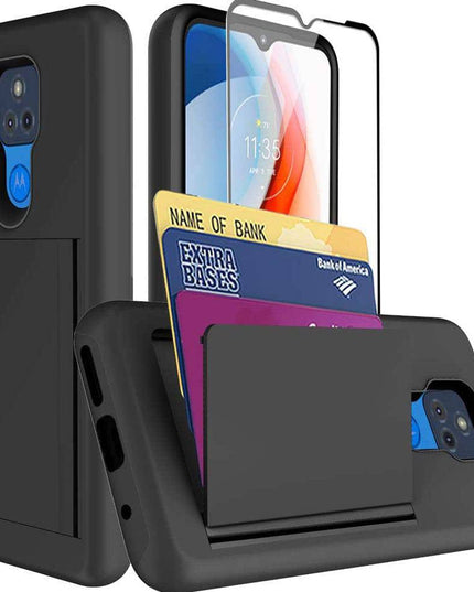 Armor Protective Card Holder Case for Moto G Play 2021 With Screen Protector - Libiyi