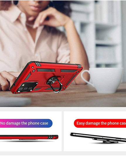 Samsung A02S Luxury Armor Ring Bracket Phone Case With 1-Pack Tempered Glass Screen Protector - Libiyi