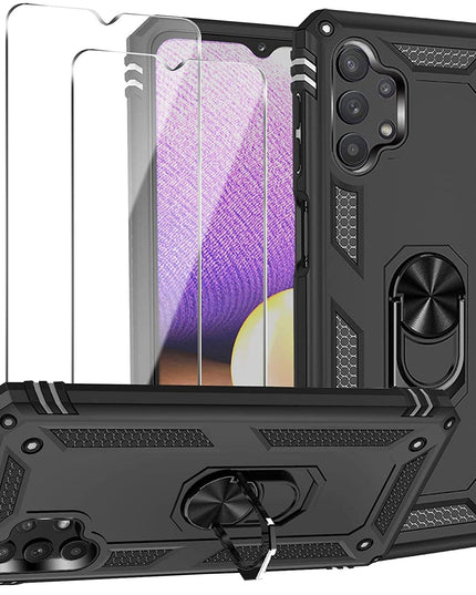 Samsung A32(5G) Luxury Armor Ring Bracket Phone Case With 2-Pack Screen Protectors - Libiyi