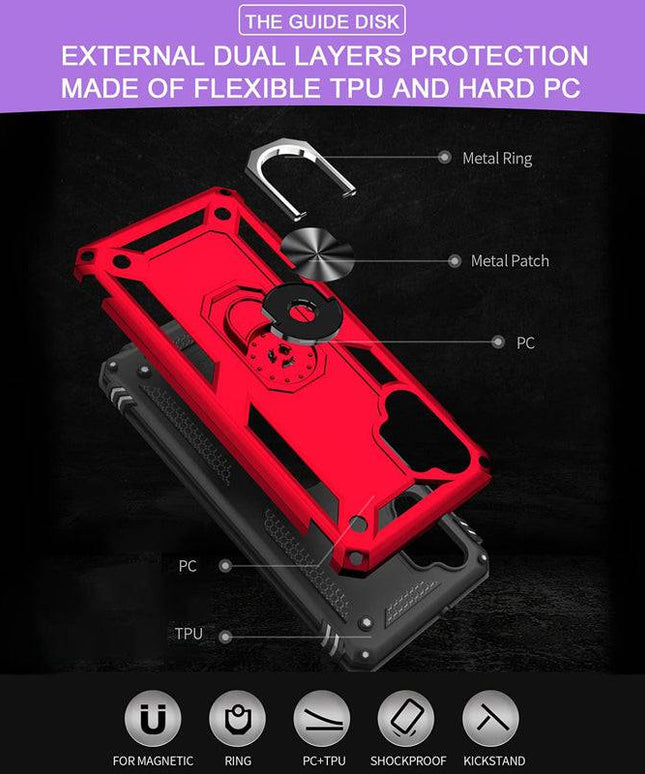 Samsung A32(5G) Luxury Armor Ring Bracket Phone Case With 2-Pack Screen Protectors - Libiyi