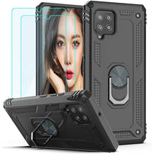 Laden Sie das Bild in den Galerie-Viewer, Samsung A42(5G) Luxury Armor Ring Bracket Phone Case With 2-Pack Tempered Glass Screen Protectors - Libiyi