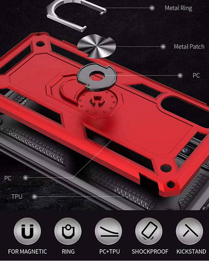 Samsung A70 Luxury Armor Ring Bracket Phone Case With 1-Pack Tempered Glass Screen Protector - Libiyi