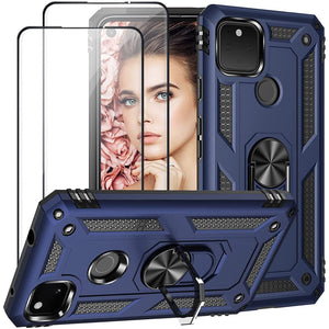 2022 Luxury Armor Ring Bracket Phone case For Google Pixel 4A With 2-Pack Screen Protectors - Libiyi