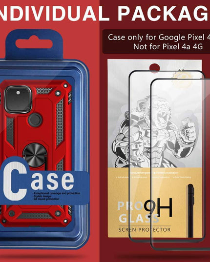 2022 Luxury Armor Ring Bracket Phone case For Google Pixel 5 With 2-Pack Screen Protectors - Libiyi