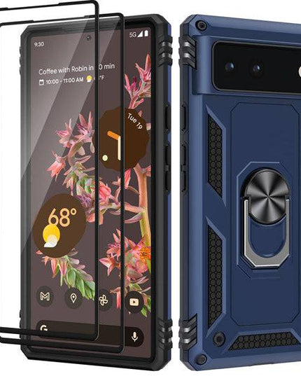 Luxury Armor Ring Bracket Phone case For Google Pixel 6 With 2-Pack Screen Protectors - Libiyi