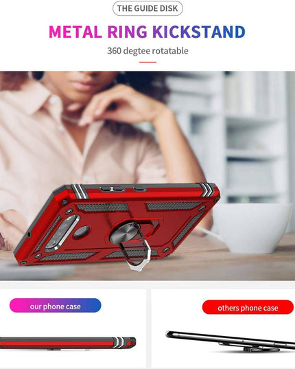 Luxury Armor Ring Bracket Phone Case For LG K51 With [2 Pack] Screen Protectors - Libiyi