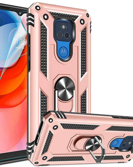 Luxury Armor Ring Bracket Phone case For Moto G Play 2021 With Screen Protector - Libiyi
