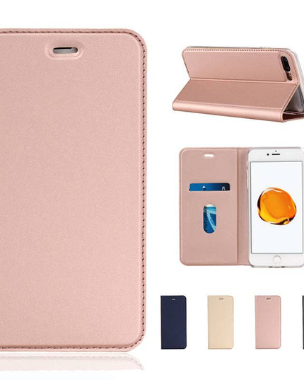 Solid Color Voltage Pull-in Flip Leather Case For Iphone - Libiyi