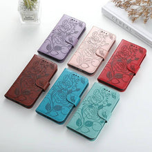 Load image into Gallery viewer, 3D Embossed Rose Wallet iPhone Case - Libiyi