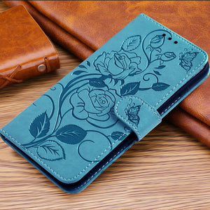 3D Embossed Rose Wallet Case For Samsung A02S - Libiyi