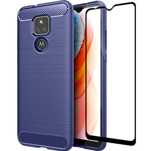 Luxury Carbon Fiber Case For Moto G Play 2021 With Screen Protector - Libiyi