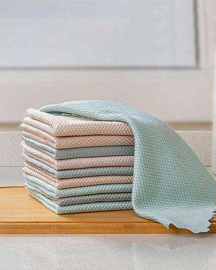 Fish Scale Microfiber Polishing Cleaning Cloth 5 Pcs - Libiyi